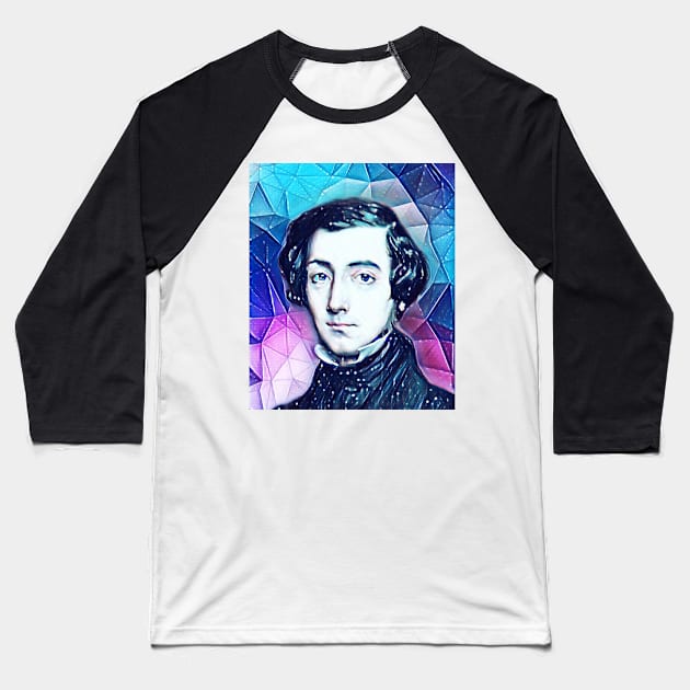 Alexis de Tocqueville Snowy Portrait | Alexis de Tocqueville Artwork 13 Baseball T-Shirt by JustLit